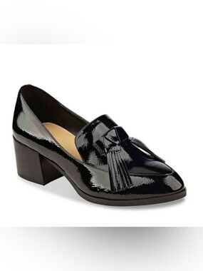Marc Fisher | Black Patent Loafer / Heeled Shoe | Size 9